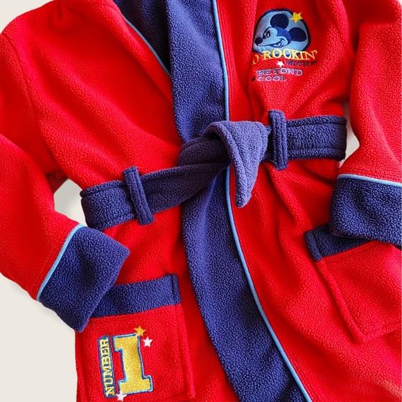 Disney 2T Mickey Mouse Cozy Fleece Hooded Robe - Picture 4 of 8